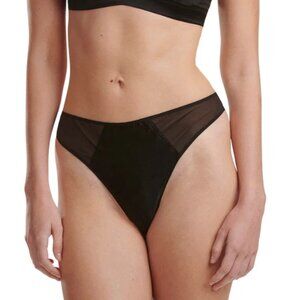 New Wolford Stretch Silk String Black Thong Panties Size XL NWT